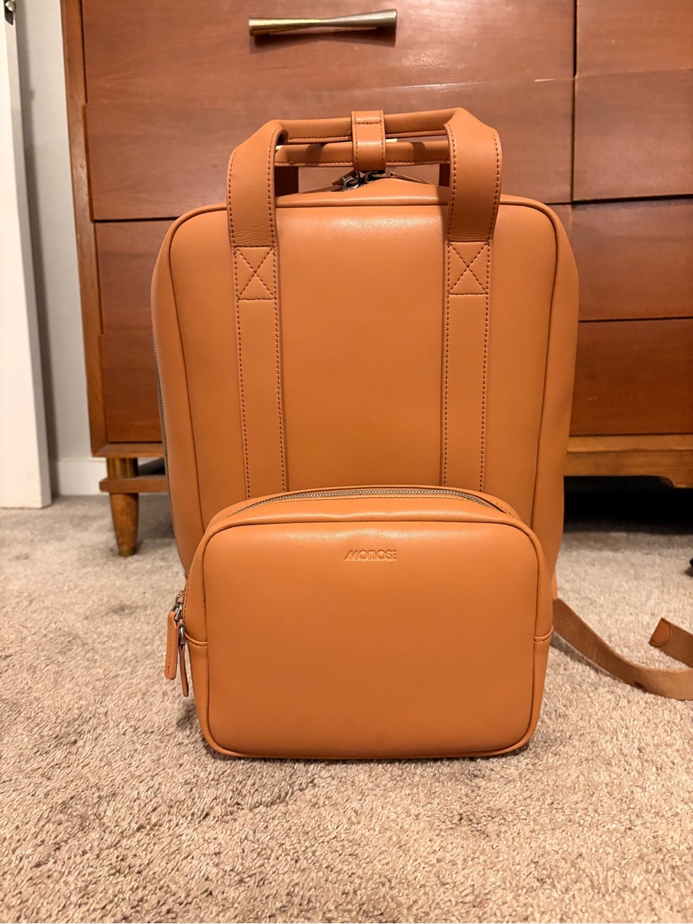 Monos Metro Minimal Tan Leather Backpack